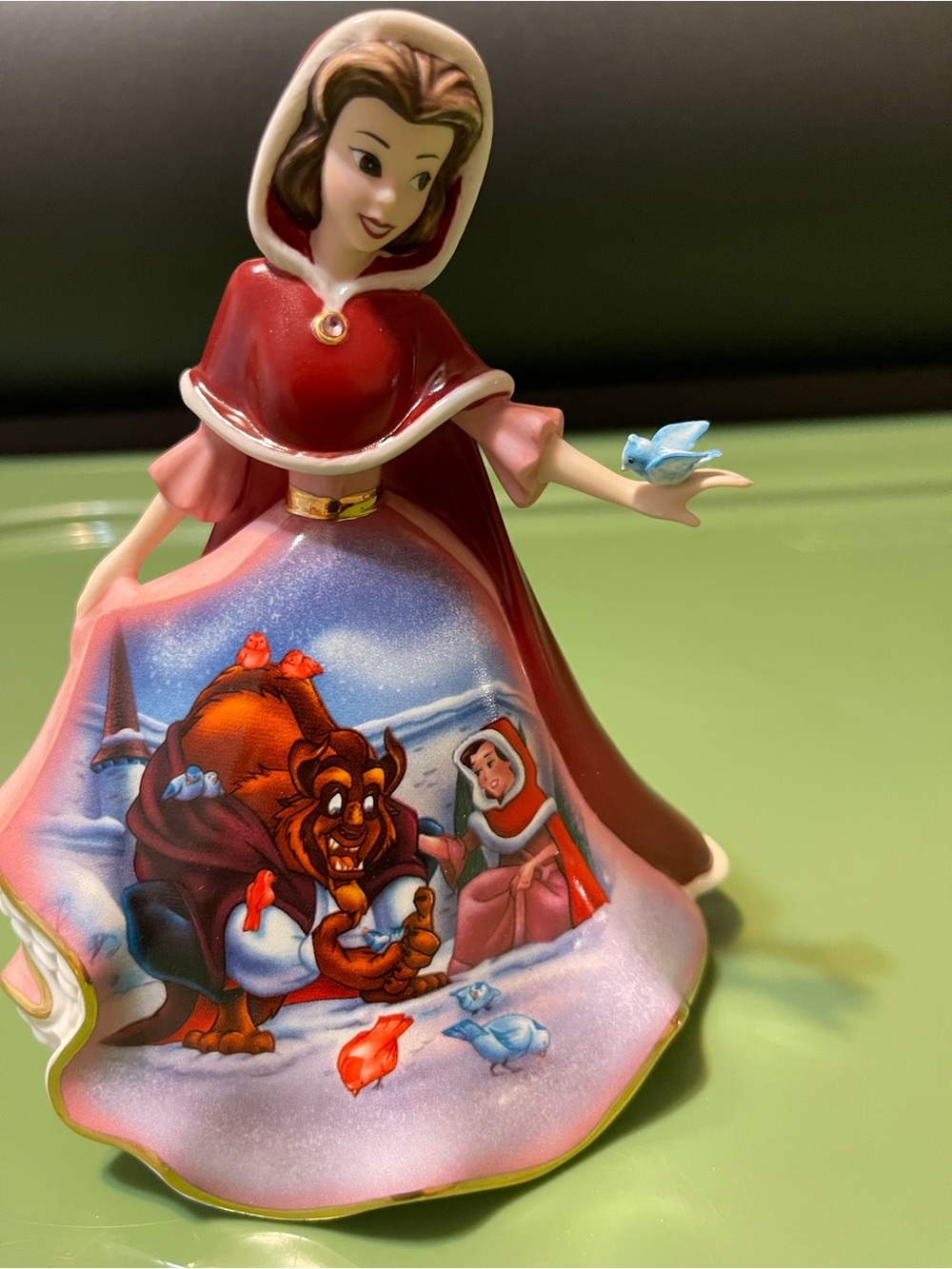 Disney Belle Holiday Figurine in Red, Pink and Blue